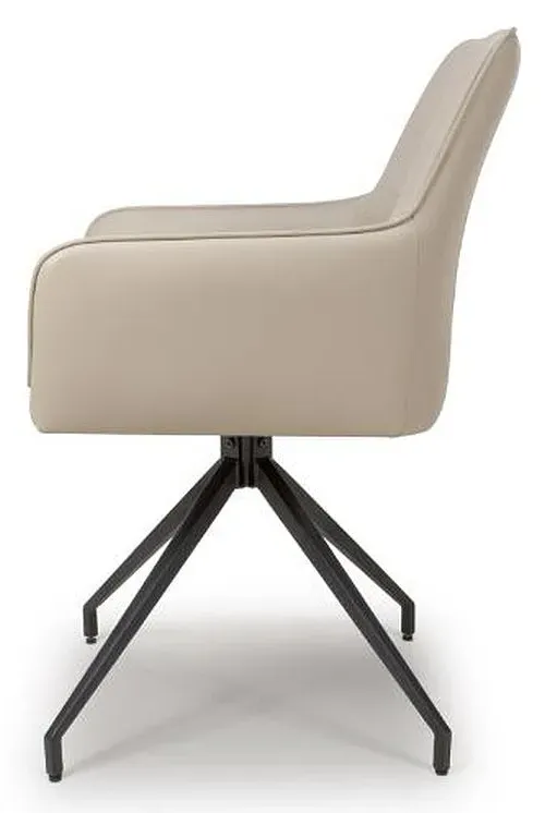 Nix Swivel Dining Chair - Taupe, Faux Leather