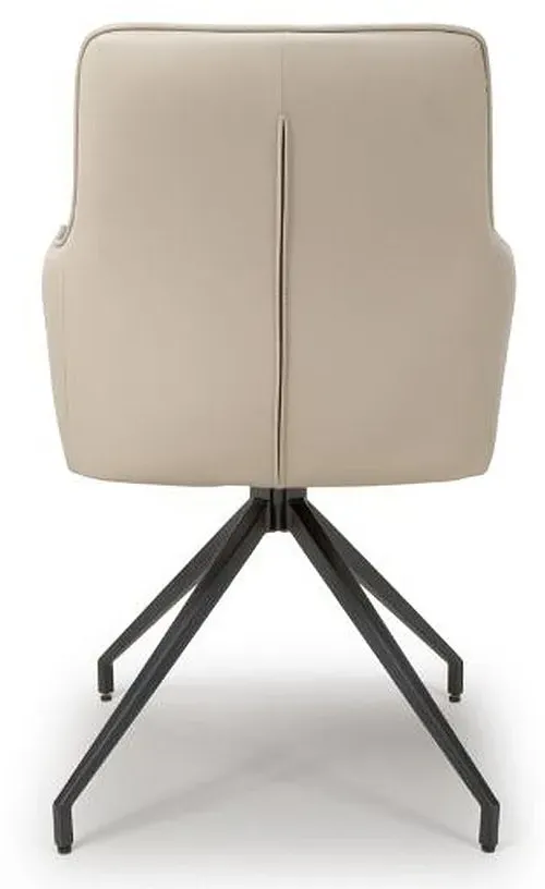 Nix Swivel Dining Chair - Taupe, Faux Leather