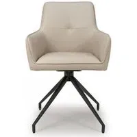 Nix Swivel Dining Chair - Taupe, Faux Leather