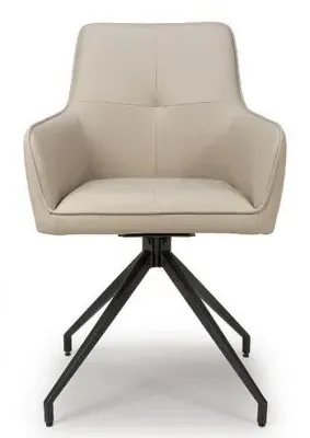 Nix Swivel Dining Chair - Taupe, Faux Leather