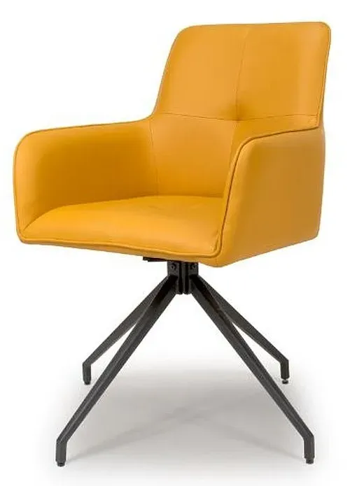 Nix Swivel Dining Chair - Yellow, Faux Leather