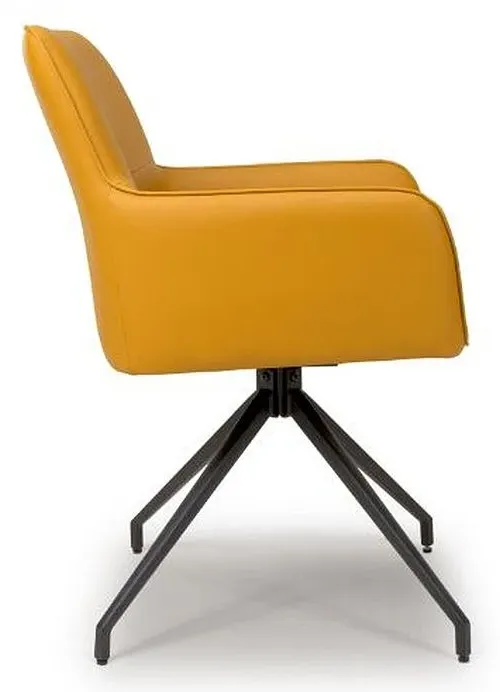 Nix Swivel Dining Chair - Yellow, Faux Leather