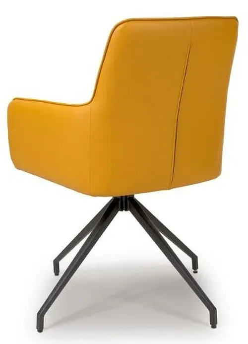 Nix Swivel Dining Chair - Yellow, Faux Leather