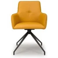 Nix Swivel Dining Chair - Yellow, Faux Leather