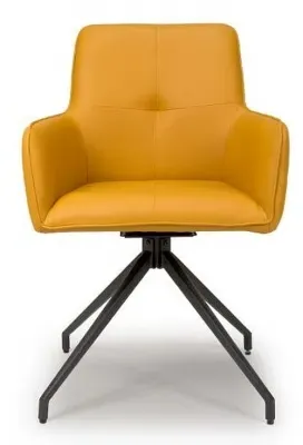 Nix Swivel Dining Chair - Yellow, Faux Leather