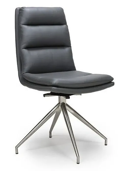 Nobo Swivel Dining Chair - Grey, Faux Leather