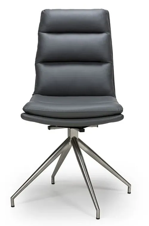 Nobo Swivel Dining Chair - Grey, Faux Leather