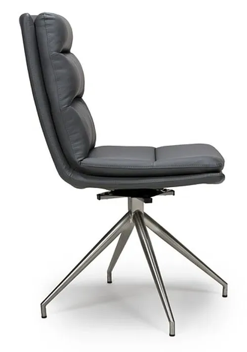 Nobo Swivel Dining Chair - Grey, Faux Leather