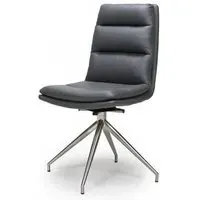 Nobo Swivel Dining Chair - Grey, Faux Leather