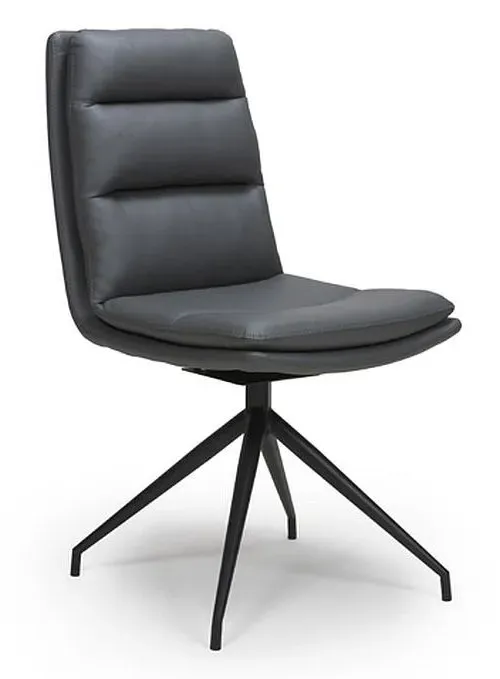 Nobo Swivel Dining Chair - Grey, Faux Leather