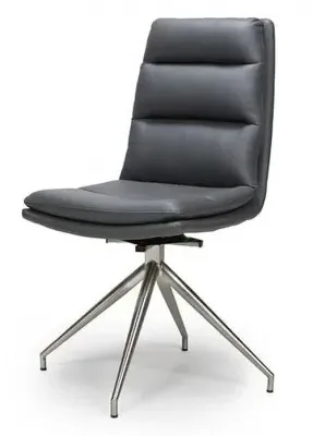 Nobo Swivel Dining Chair - Grey, Faux Leather