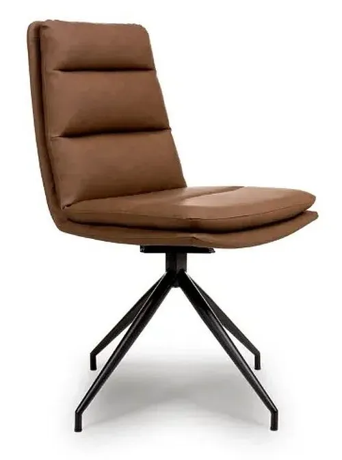 Nobo Swivel Dining Chair - Tan, Faux Leather
