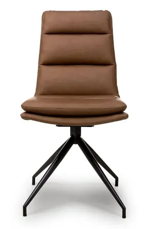 Nobo Swivel Dining Chair - Tan, Faux Leather