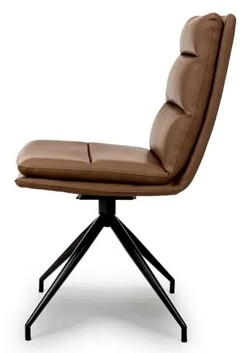 Nobo Swivel Dining Chair - Tan, Faux Leather