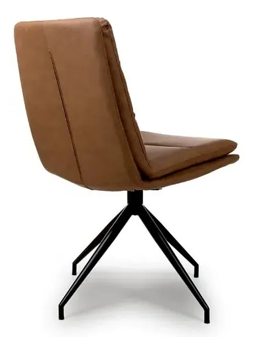 Nobo Swivel Dining Chair - Tan, Faux Leather