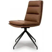Nobo Swivel Dining Chair - Tan, Faux Leather