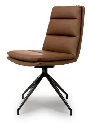Nobo Swivel Dining Chair - Tan, Faux Leather