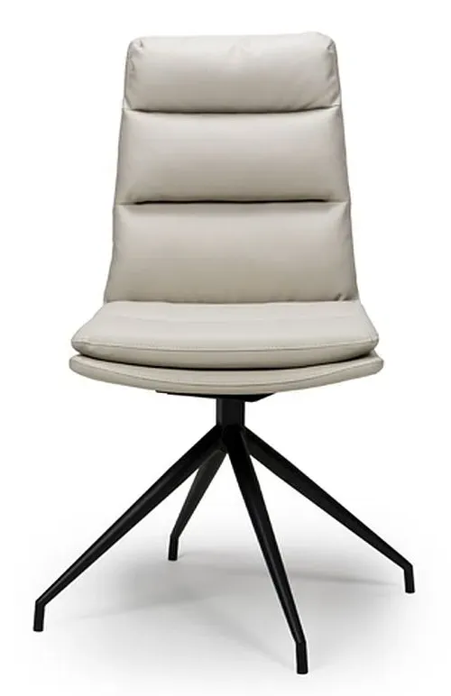 Nobo Swivel Dining Chair - Taupe, Faux Leather