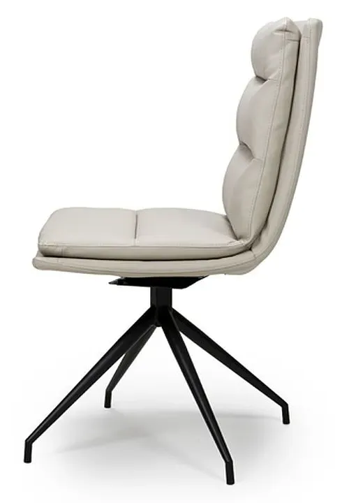 Nobo Swivel Dining Chair - Taupe, Faux Leather