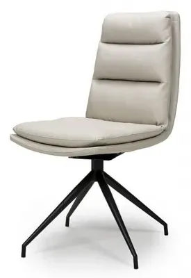 Nobo Swivel Dining Chair - Taupe, Faux Leather