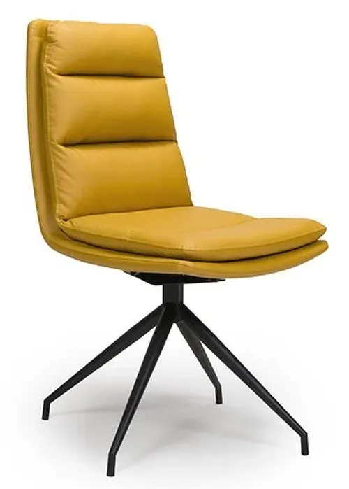 Nobo Swivel Dining Chair - Yellow, Faux Leather