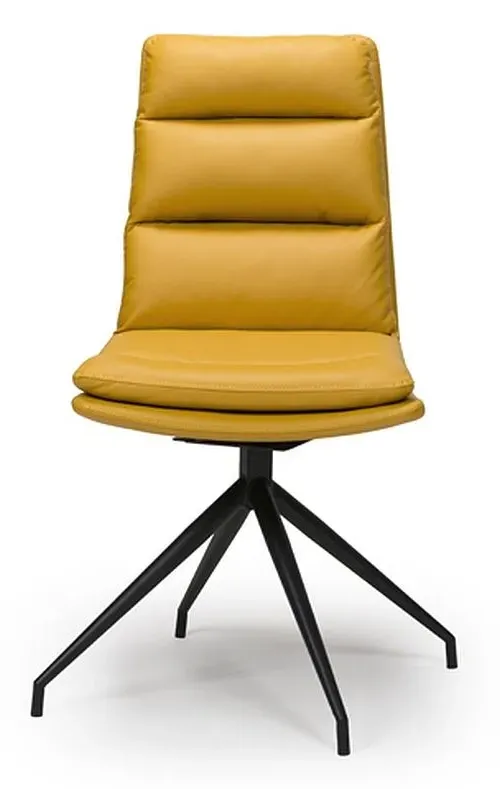 Nobo Swivel Dining Chair - Yellow, Faux Leather