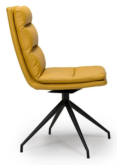 Nobo Swivel Dining Chair - Yellow, Faux Leather