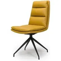 Nobo Swivel Dining Chair - Yellow, Faux Leather
