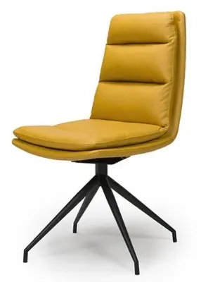 Nobo Swivel Dining Chair - Yellow, Faux Leather