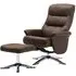 Texas Swivel Recliner Chair with Footstool - Brown, Faux Leather
