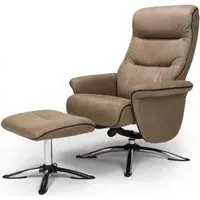 Texas Swivel Recliner Chair with Footstool - Caramel, Faux Leather