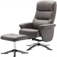 Texas Swivel Recliner Chair with Footstool - Grey, Faux Leather