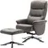 Texas Swivel Recliner Chair with Footstool - Grey, Faux Leather