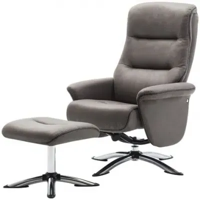 Texas Swivel Recliner Chair with Footstool - Grey, Faux Leather
