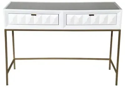 Verona 2 Drawer Console Table - White, High Gloss