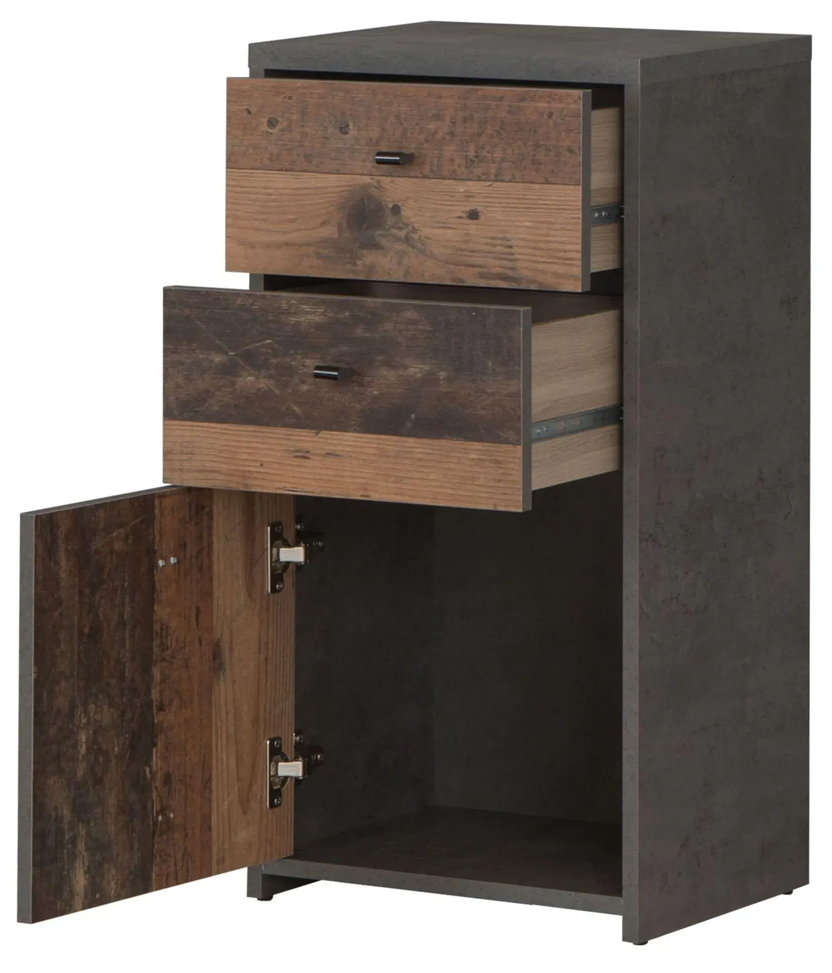 2 Drawer 1 Door Cabinet - Grey, Wood