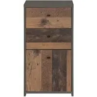 2 Drawer 1 Door Cabinet - Grey, Wood