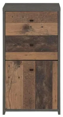 2 Drawer 1 Door Cabinet - Grey, Wood image