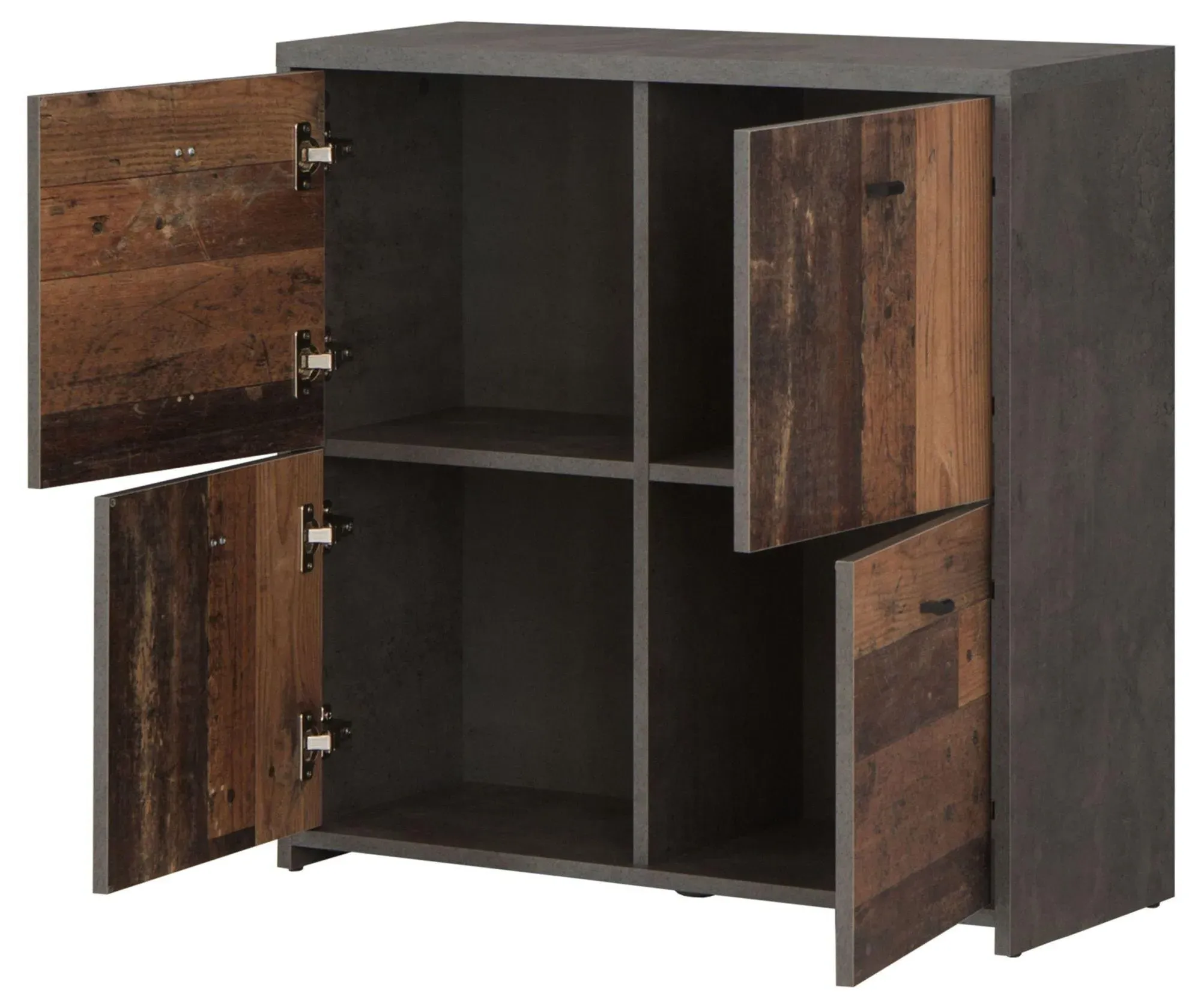 4 Door Storage Cabinet - Grey, Wood