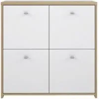 4 Door Storage Cabinet - Oak, White
