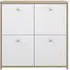 4 Door Storage Cabinet - Oak, White