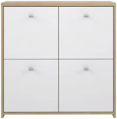 4 Door Storage Cabinet - Oak, White