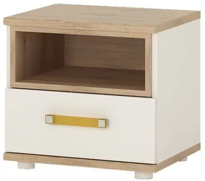 4Kids 1 Drawer Bedside Cabinet - White, Oak