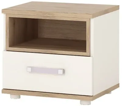 4Kids 1 Drawer Bedside Cabinet - White, Oak