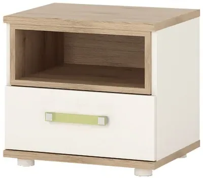 4Kids 1 Drawer Bedside Cabinet - White, Oak