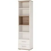 4Kids 2 Drawer Narrow Bookcase - White, Oak