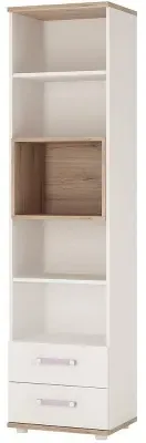 4Kids 2 Drawer Narrow Bookcase - White, Oak