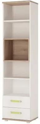 4Kids 2 Drawer Narrow Bookcase - White, Oak image