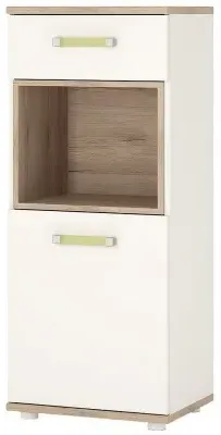 4Kids Narrow Cabinet with Lemon Handle - White, Oak