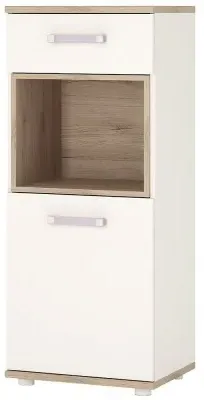 4Kids Narrow Cabinet with Lilac Handle - White, Oak